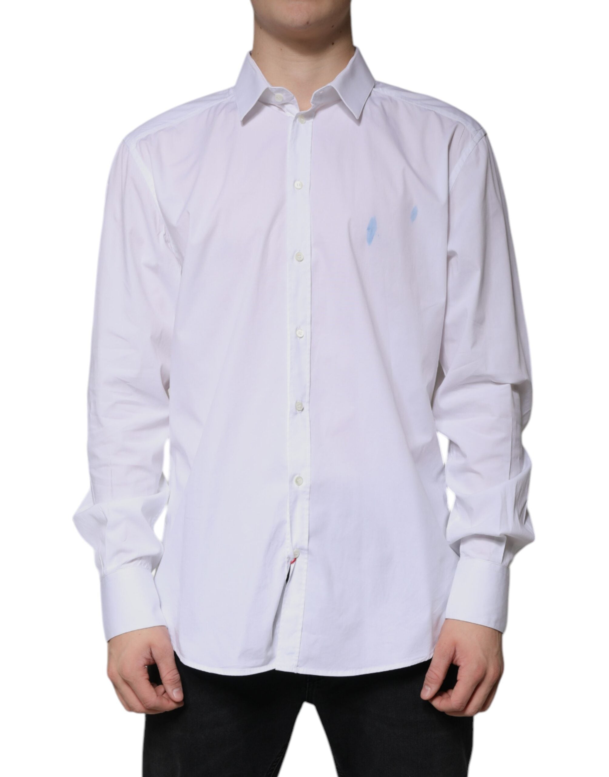 Dolce & Gabbana White cotton shirt with long sleeves GOLD